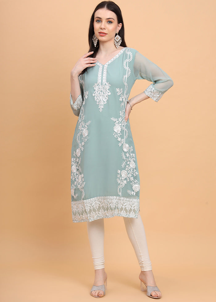 Sky Blue Readymade Georgette Kurti