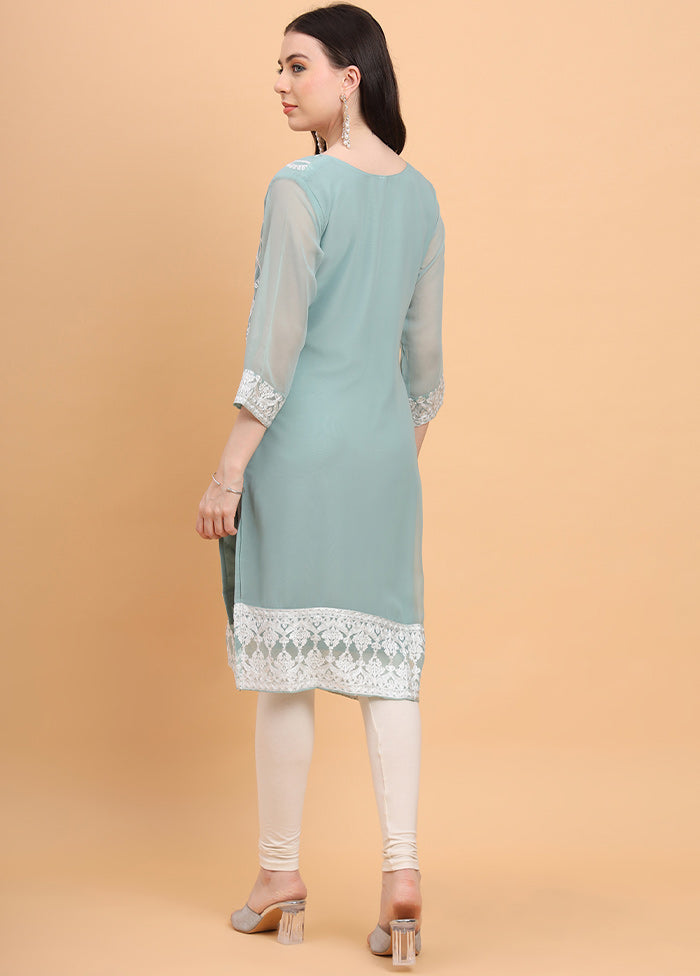 Sky Blue Readymade Georgette Kurti