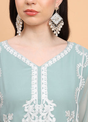 Sky Blue Readymade Georgette Kurti