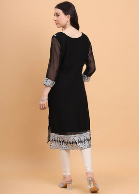 Black Readymade Georgette Kurti - Indian Silk House Agencies