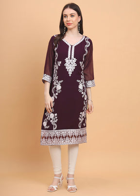 Wine Readymade Georgette Kurti