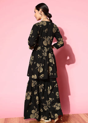 2 Pc Black Readymade Silk Kurti Set - Indian Silk House Agencies