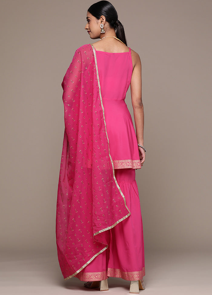 3 Pc Pink Readymade Silk Suit Set - Indian Silk House Agencies