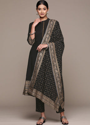 3 Pc Black Readymade Silk Suit Set - Indian Silk House Agencies