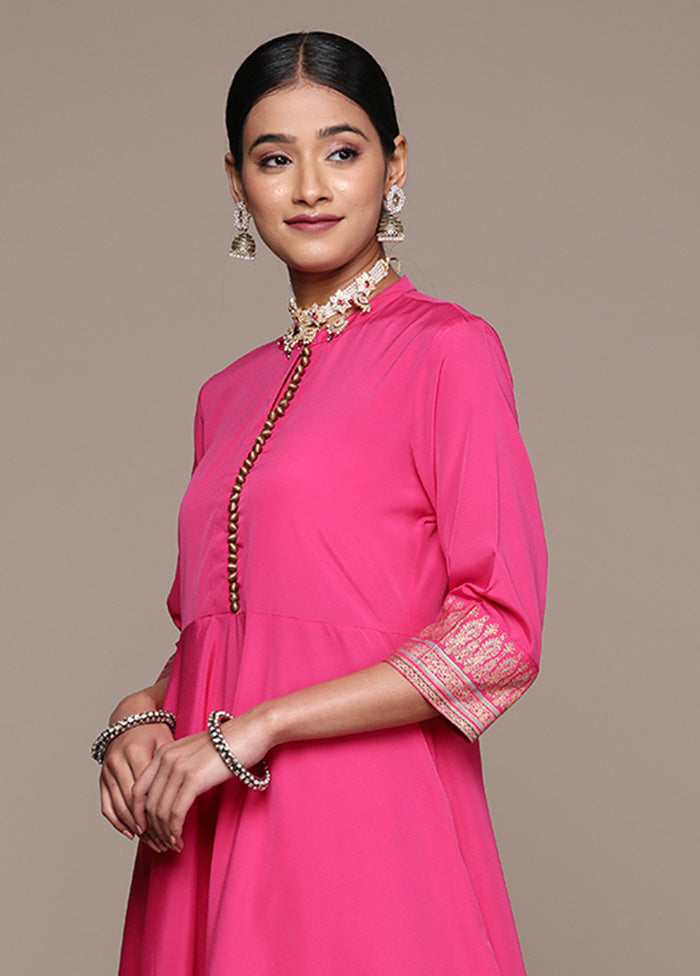 3 Pc Pink Readymade Silk Suit Set - Indian Silk House Agencies