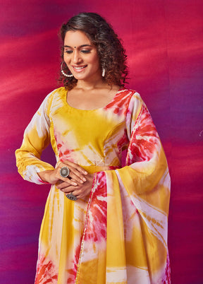 3 Pc Yellow Readymade Net Suit Set - Indian Silk House Agencies