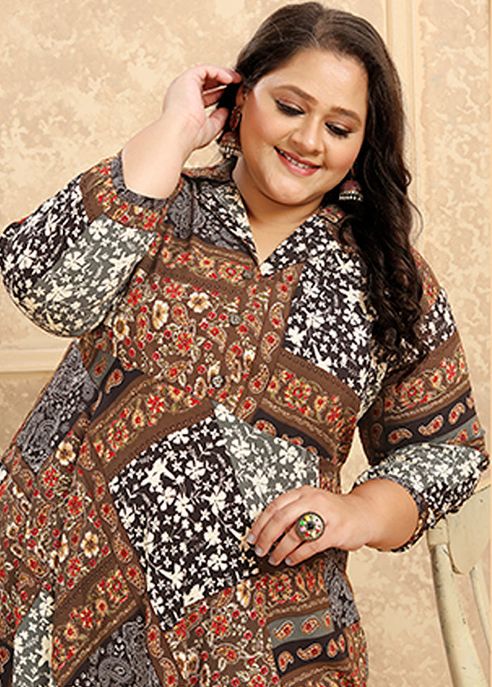 Brown Readymade Rayon Kurti