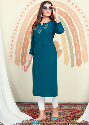 Blue Readymade Cotton Kurti - Indian Silk House Agencies