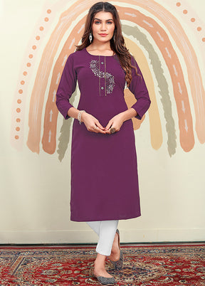 Purple Readymade Cotton Kurti