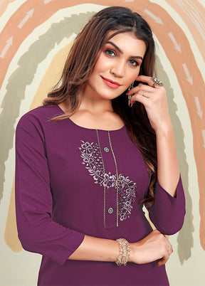 Purple Readymade Cotton Kurti