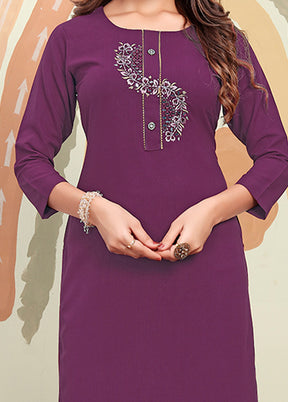 Purple Readymade Cotton Kurti