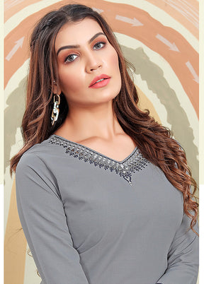 Grey Readymade Cotton Kurti - Indian Silk House Agencies