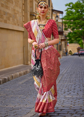 Red Dupion Silk Saree With Blouse Piece - Indian Silk House Agencies