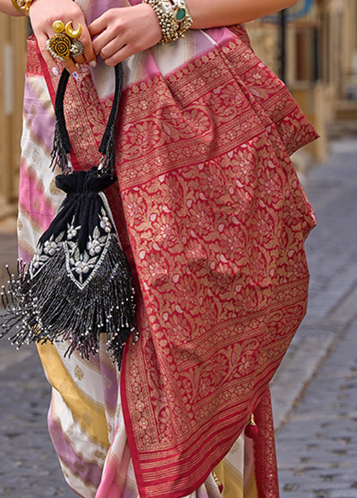 Red Dupion Silk Saree With Blouse Piece - Indian Silk House Agencies