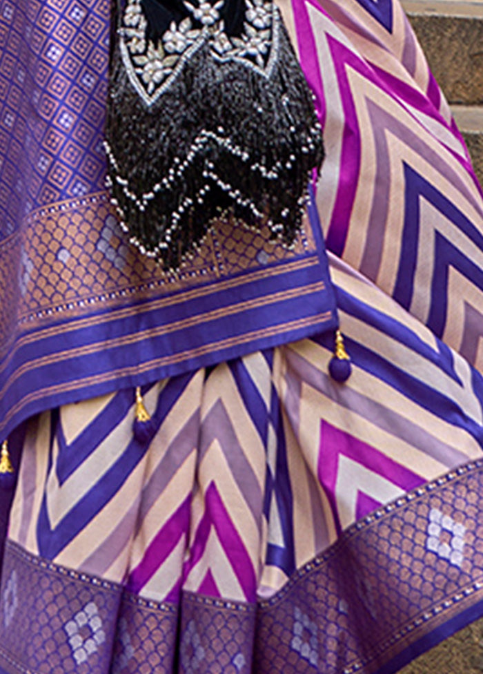 Purple Dupion Silk Saree With Blouse Piece - Indian Silk House Agencies