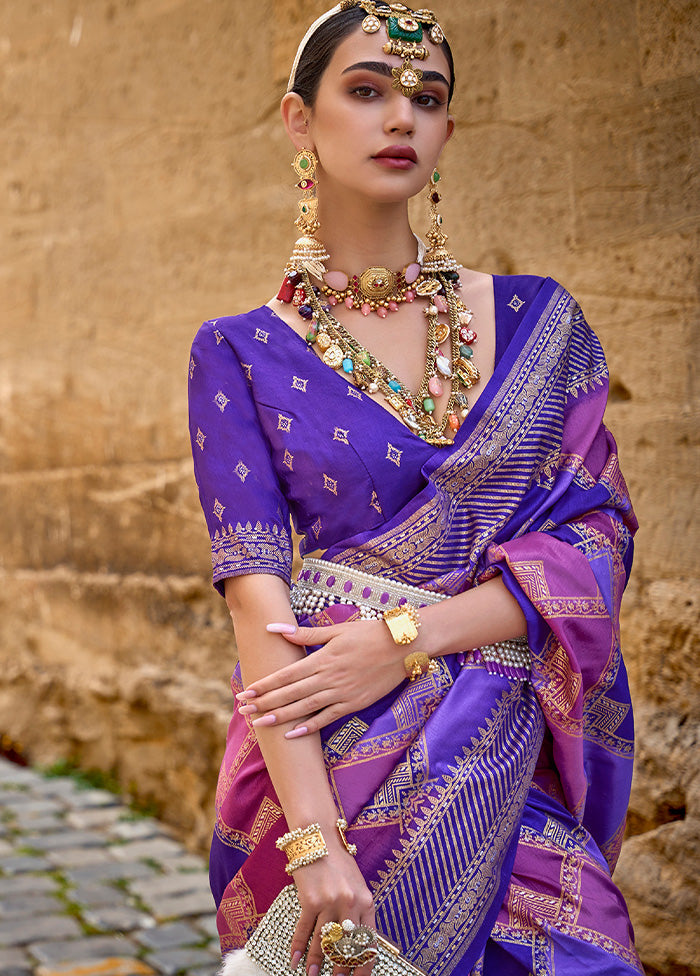 Purple Dupion Silk Saree With Blouse Piece - Indian Silk House Agencies