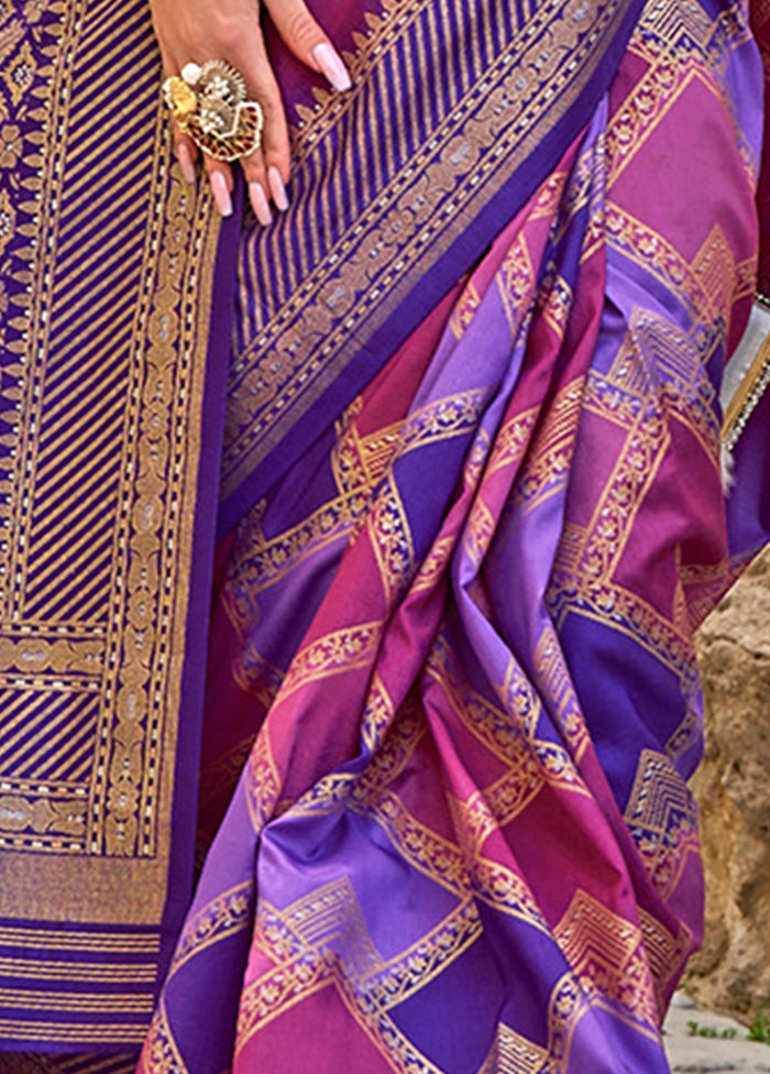 Purple Dupion Silk Saree With Blouse Piece - Indian Silk House Agencies