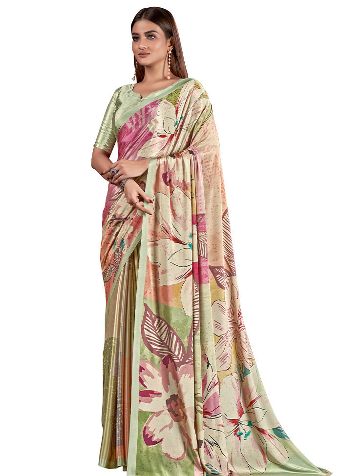 Pista Green Dupion Silk Saree With Blouse Piece - Indian Silk House Agencies