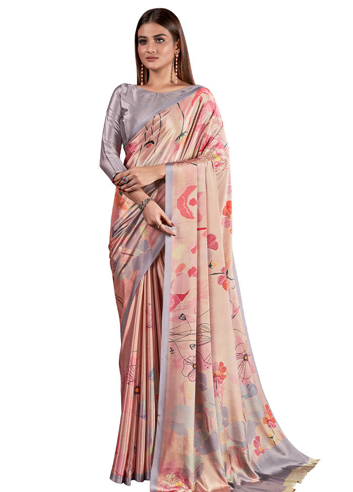 Peach Dupion Silk Saree With Blouse Piece - Indian Silk House Agencies