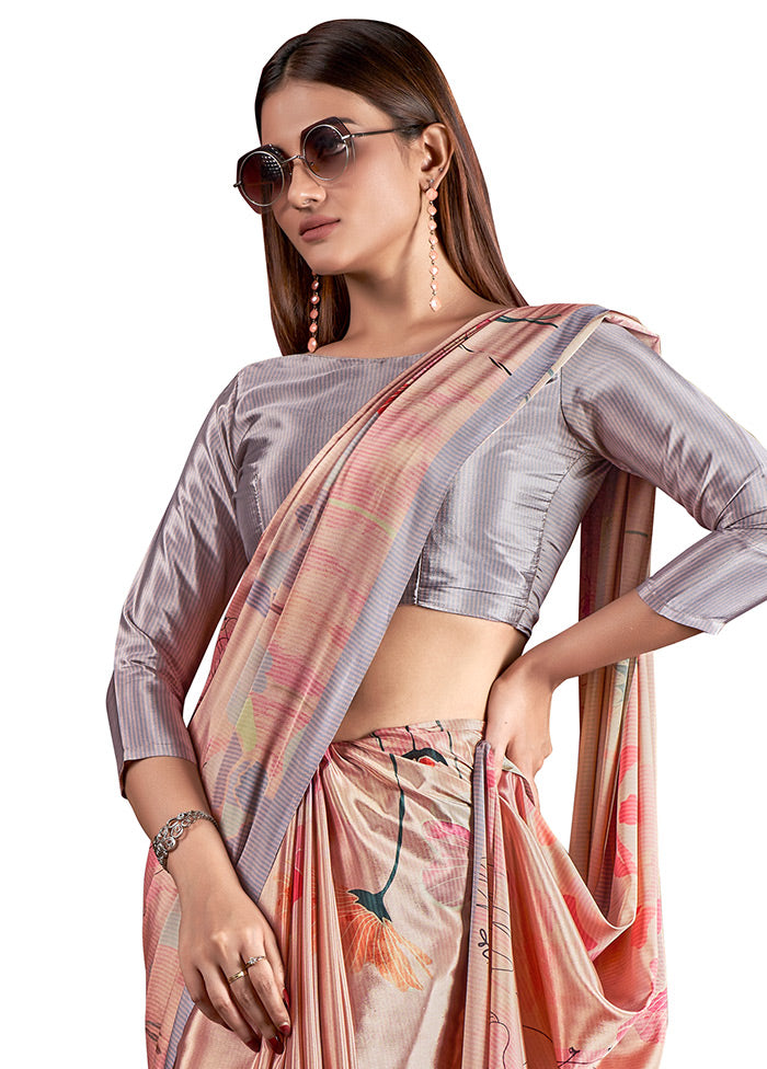 Peach Dupion Silk Saree With Blouse Piece - Indian Silk House Agencies