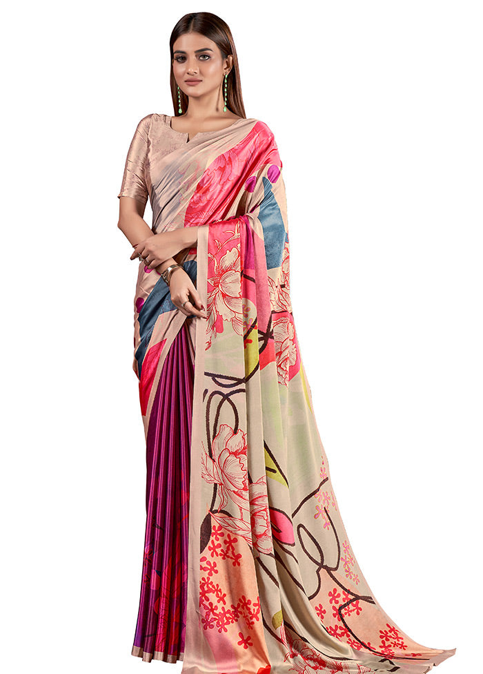 Pink Dupion Silk Saree With Blouse Piece - Indian Silk House Agencies