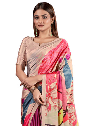 Pink Dupion Silk Saree With Blouse Piece - Indian Silk House Agencies