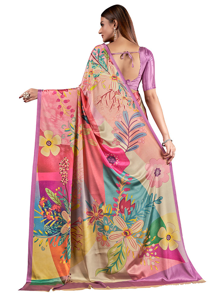 Multicolor Dupion Silk Saree With Blouse Piece - Indian Silk House Agencies