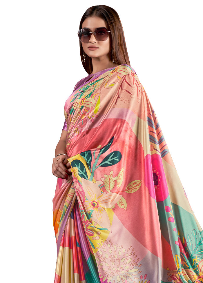 Multicolor Dupion Silk Saree With Blouse Piece - Indian Silk House Agencies