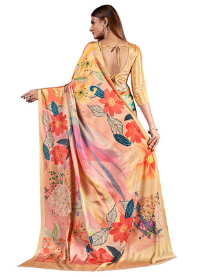 Peach Dupion Silk Saree With Blouse Piece - Indian Silk House Agencies