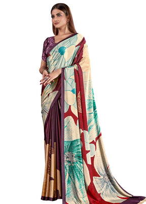 Multicolor Dupion Silk Saree With Blouse Piece - Indian Silk House Agencies