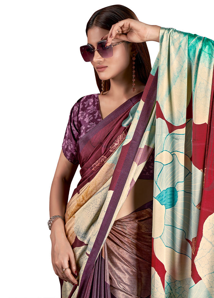 Multicolor Dupion Silk Saree With Blouse Piece - Indian Silk House Agencies