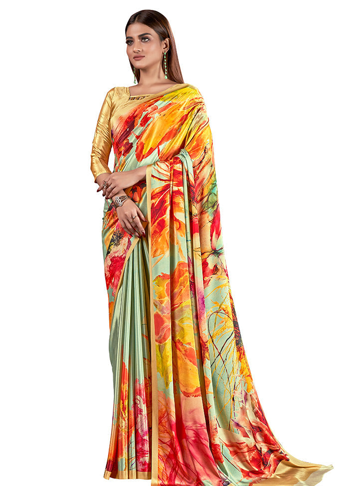 Yellow Dupion Silk Saree With Blouse Piece - Indian Silk House Agencies