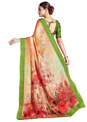 Peach Dupion Silk Saree With Blouse Piece - Indian Silk House Agencies