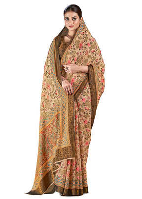 Cream Dupion Silk Saree With Blouse Piece - Indian Silk House Agencies