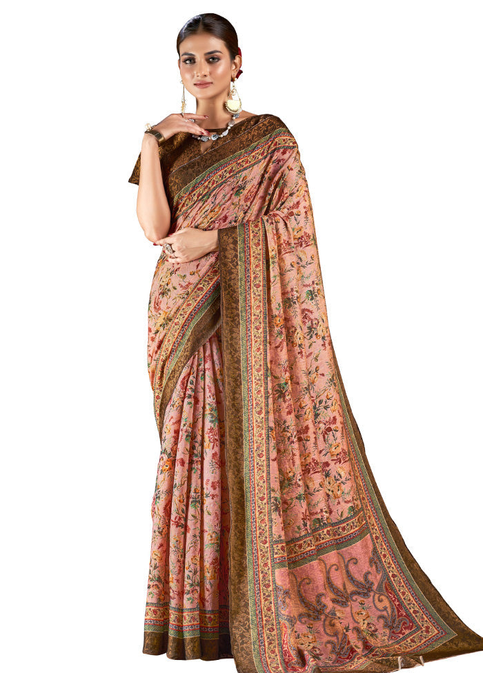 Pink Dupion Silk Saree With Blouse Piece - Indian Silk House Agencies