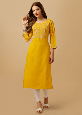 Yellow Readymade Rayon Kurti