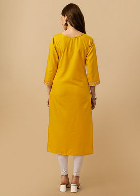 Yellow Readymade Rayon Kurti