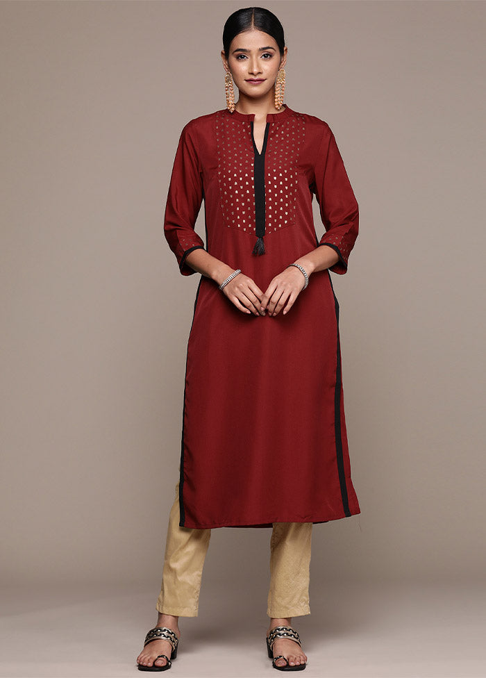 Maroon Readymade Silk Kurti