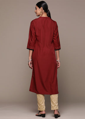 Maroon Readymade Silk Kurti