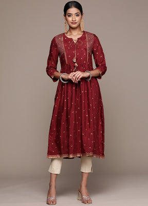 Maroon Readymade Viscose Kurti