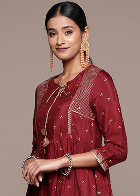 Maroon Readymade Viscose Kurti