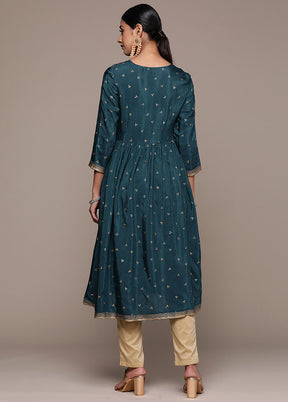 Teal Blue Readymade Viscose Kurti