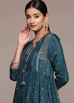 Teal Blue Readymade Viscose Kurti