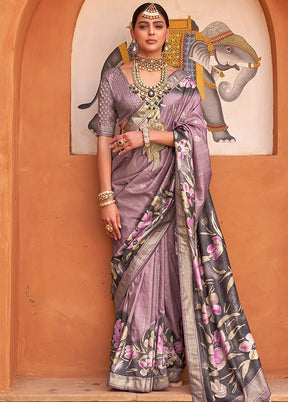 Purple Dupion Silk Saree With Blouse Piece - Indian Silk House Agencies