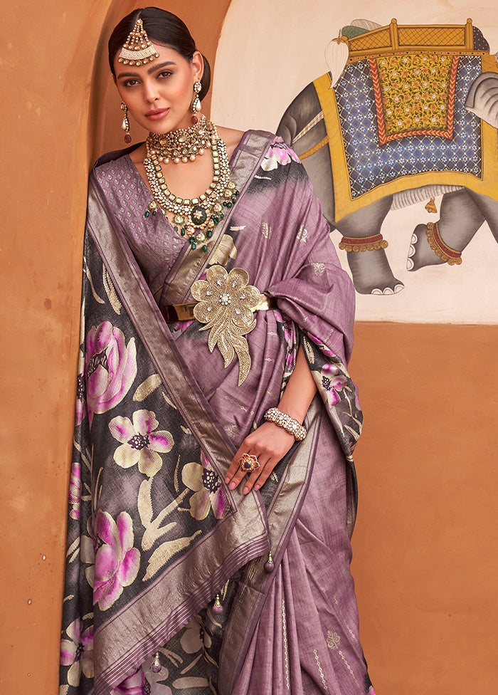 Purple Dupion Silk Saree With Blouse Piece - Indian Silk House Agencies