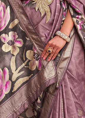 Purple Dupion Silk Saree With Blouse Piece - Indian Silk House Agencies