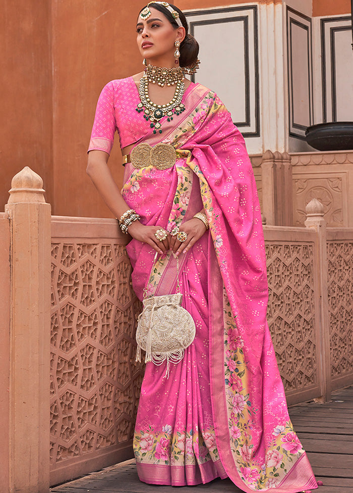 Pink Dupion Silk Saree With Blouse Piece - Indian Silk House Agencies