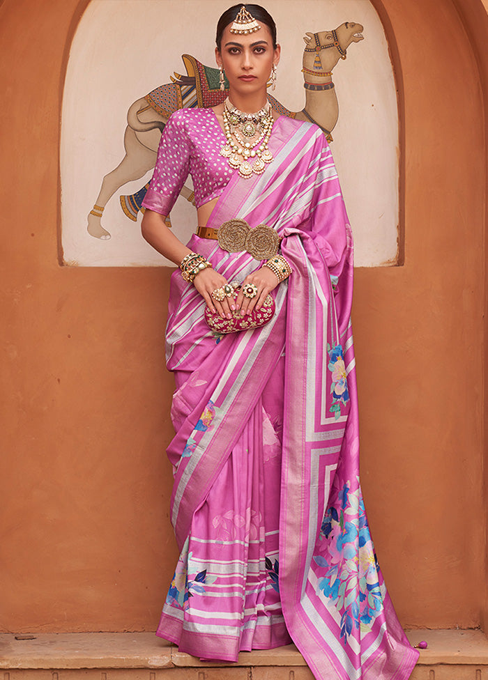 Pink Dupion Silk Saree With Blouse Piece - Indian Silk House Agencies