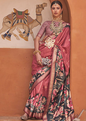 Pink Dupion Silk Saree With Blouse Piece - Indian Silk House Agencies