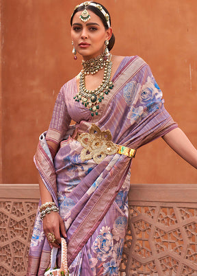 Lavender Dupion Silk Saree With Blouse Piece - Indian Silk House Agencies